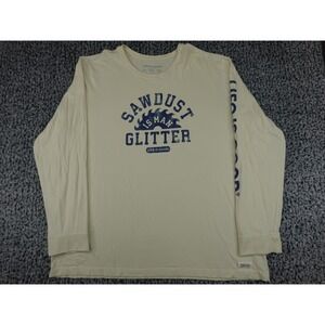 Life Is Good Long Sleeve T-Shirt Mens XXL Cream Sawdust Is Man Glitter Tee